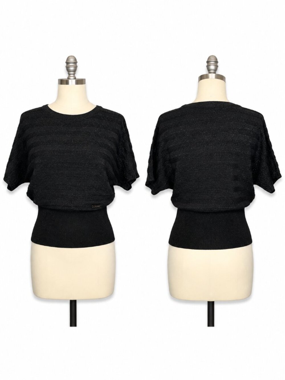 Liz & Me Black Metallic Silver Dolman Sleeve Knit Top – Size 2X (22/24W)
